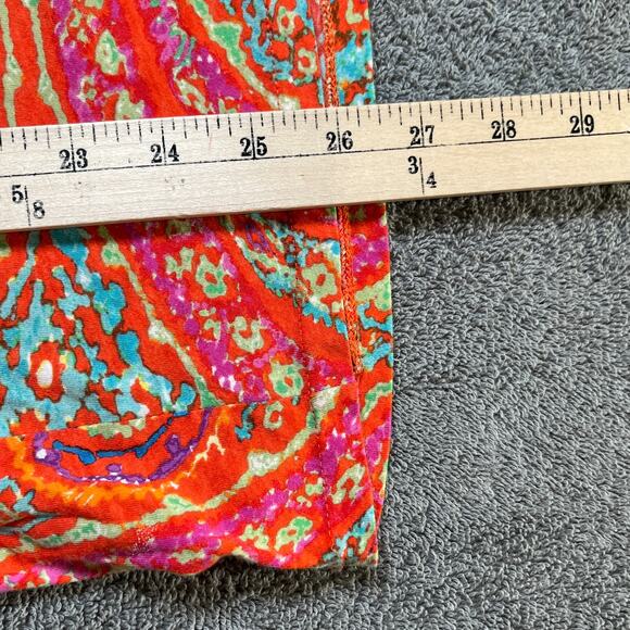 Lauren Ralph Lauren Blouse Womens‎ 1X Orange Paisley Short Sleeve Smocked Boho - Picture 8 of 9